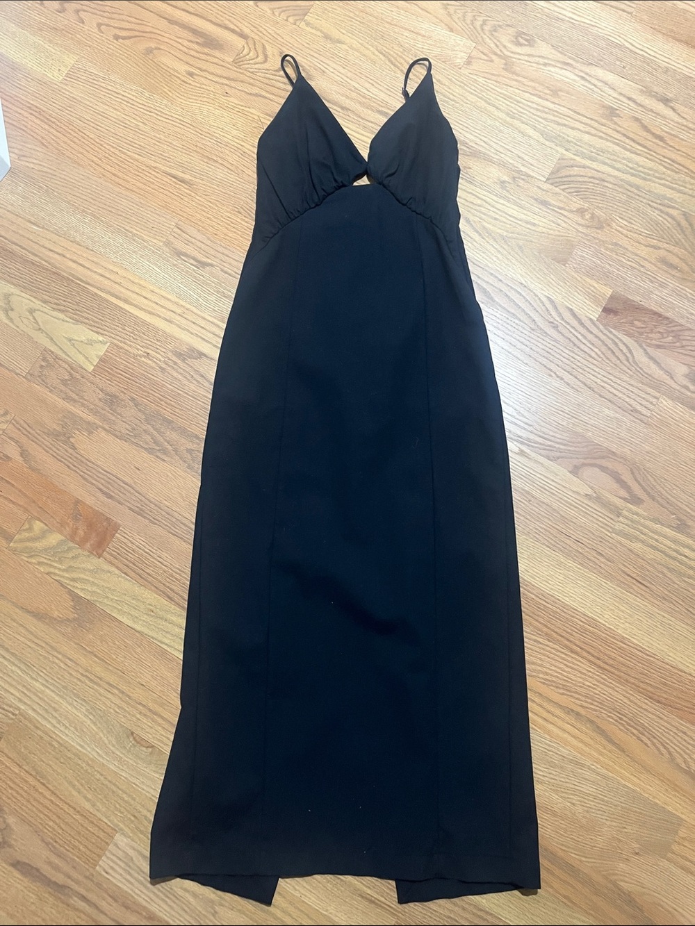 Zara Black Spaghetti-Strap Maxi Dress with Bust Cutout